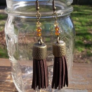 Brown Tassel Diffuser Earrings